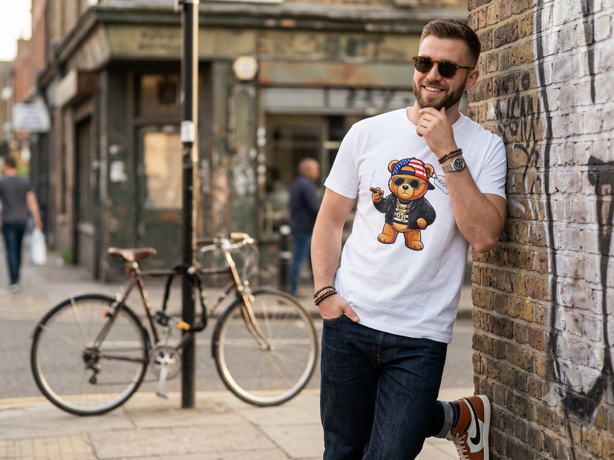 the "TEDDY ROCKS USA" graphic tee