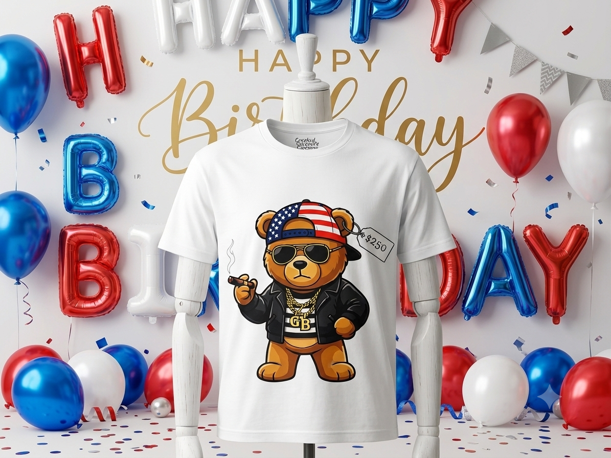 the "TEDDY ROCKS USA" graphic tee